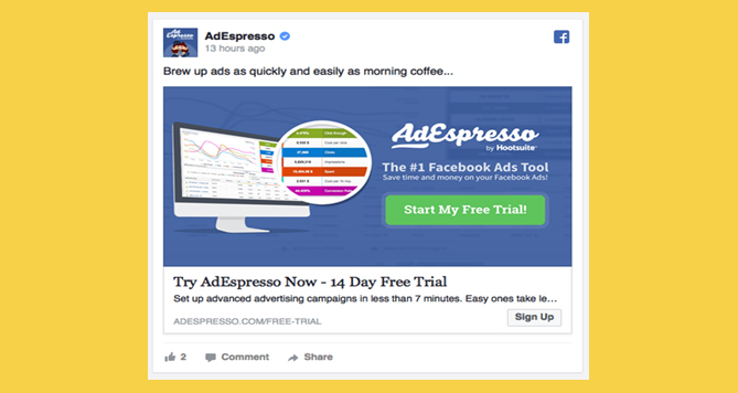 Example of Facebook Link Click Ads